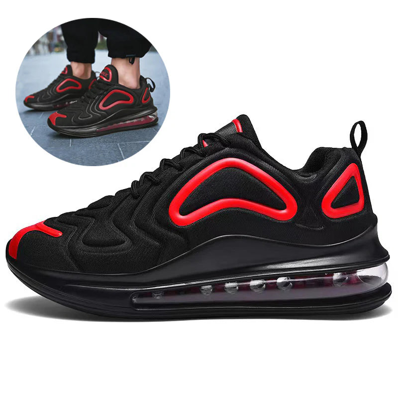 Casual Air Cushion Black Shoes Men Outdoor Breathable Lace-Up Sneakers Running Sports Shoes